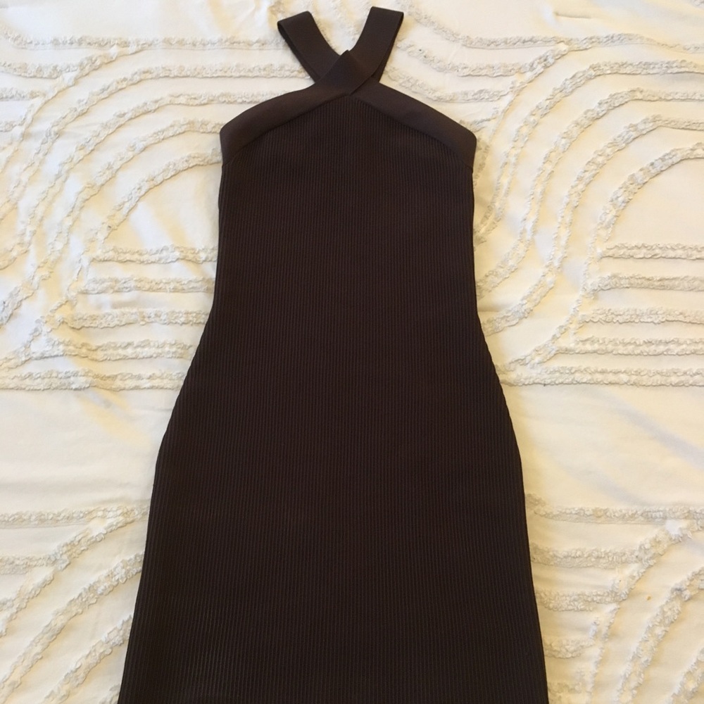 ARITZIA BABATON SMALL Elegant Brown Halter Dress - Picture 3 of 5
